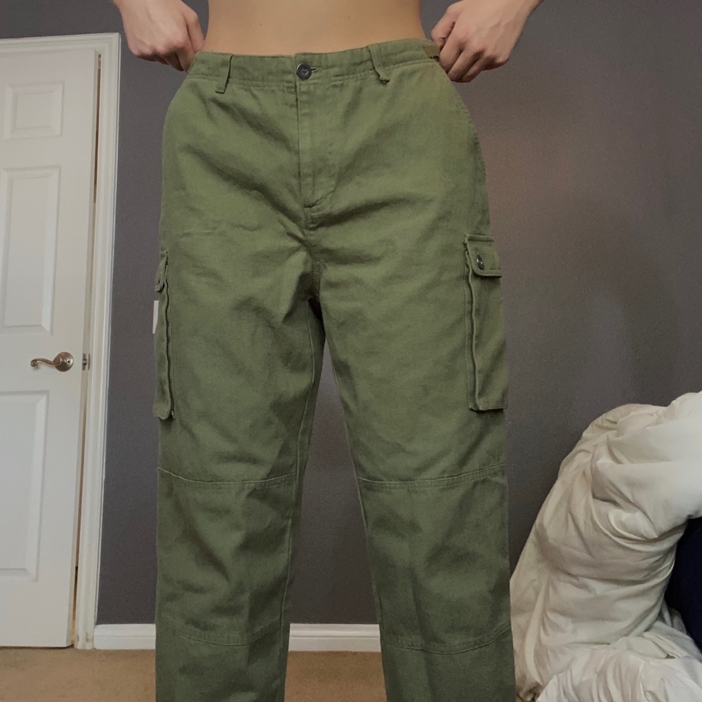 high wasted cargo type pants